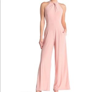 Nina Leonard Twist Halter ITY Knit Jumpsuit